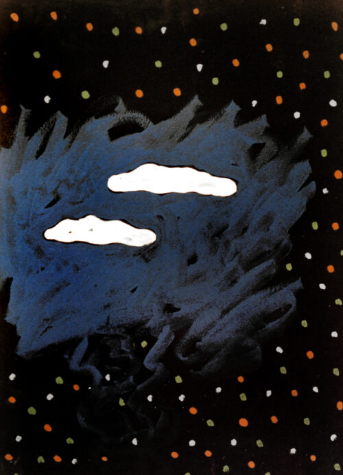 1986<br>pittura industriale, tempera, gessetto su tela<br>cm 80x60