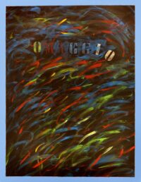 1986<br>Omaggio<br>pittura industriale, tempera, matita su tela <br> cm 115x90