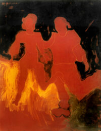 1986<br>' Due Figure '<br>pittura industriale, tempera, gessetto su tela<br>cm 160x130