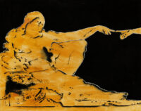 1987<br> pittura industriale, smalto alla anilina, fotografia emulsionata su tela<br>cm 80x100