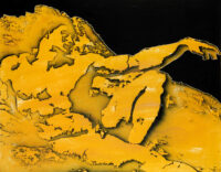 1987<br> pittura industriale, smalto alla anilina, fotografia emulsionata su tela<br>cm 80x100