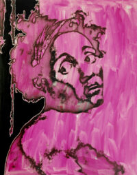 1987<br> pittura industriale, smalto alla anilina, fotografia emulsionata su tela<br>cm 100x80