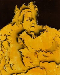 1987<br> pittura industriale, smalto alla anilina, fotografia emulsionata su tela<br>cm 100x80