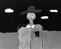 1987<br>Moschettiere<br>pittura industriale, tempera, gessetto su tela<br> cm 120x150