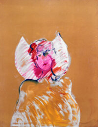 1987<br>L'angelo di Norimberga, dedicato a Niki Lauda<br>pittura industriale, tempera, grafite su tela<br>cm 90x60