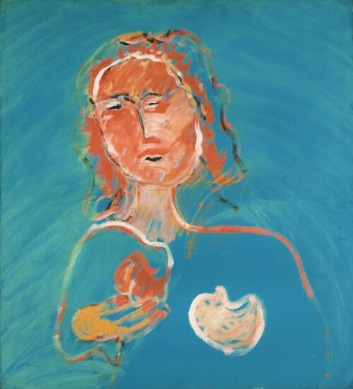 1987<br> pittura industriale, tempera, gessetto su tela<br> cm 100x90