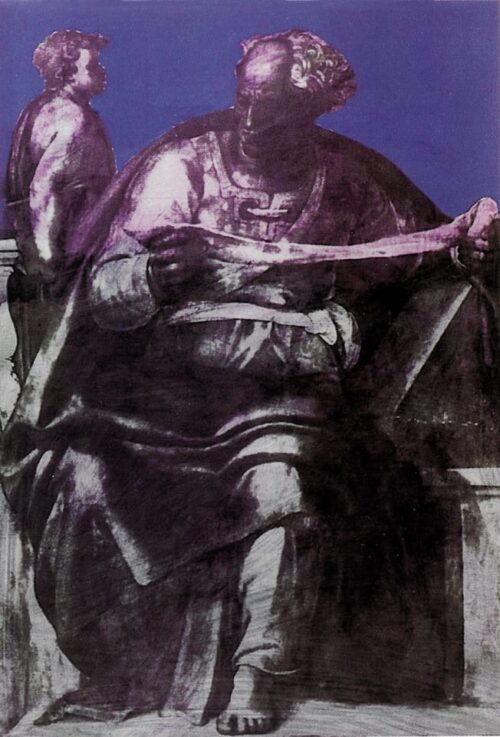 1987<br>pittura industriale, smalto alla anilina, fotografia emulsionata su tela<br>cm 100x70