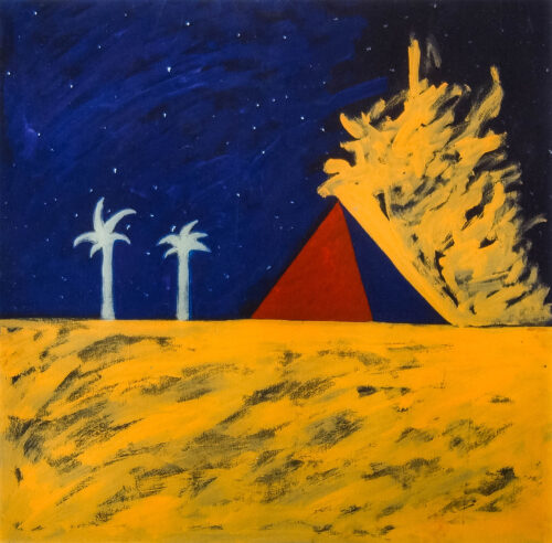 1987<br> pittura industriale, tempera, gessetto su tela<br> cm 70x70