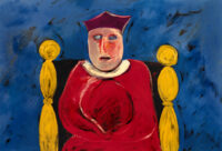 1987<br>Diacono<br>pittura industriale, tempera, gessetto su tela<br>cm 70x100