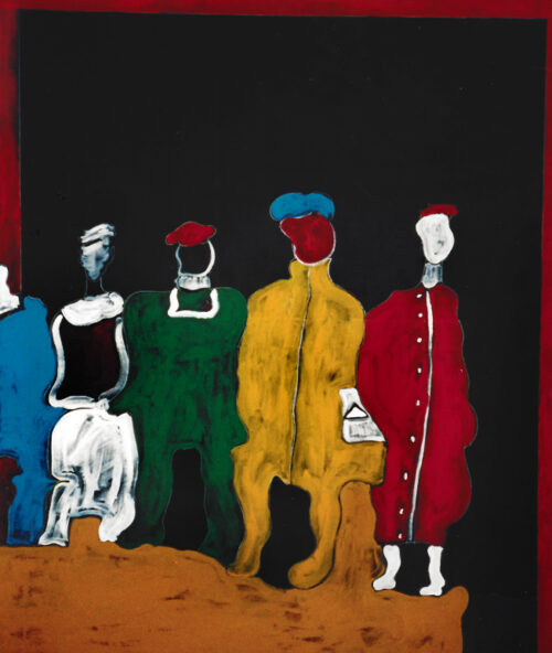 1987<br>pittura industriale, tempera, gessetto su tela<br>cm 120x100