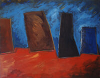 1987<br>Omaggio alla pittura d'azione<br> pittura industriale, tempera, gessetto su tela<br> cm 80x100