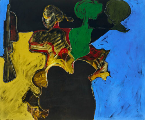 1987<br>pittura industriale, tempera, gessetto su tela <br>cm 100x120