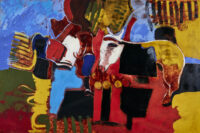 1987<br>Ammazzatoio<br>Prima Orgia Romana<br>pittura industriale, tempera, gessetto su tela<br>cm 200x300