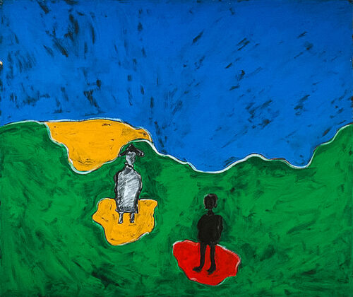 1987<br>pittura industriale, tempera, gessetto su tela<br> cm 100x120