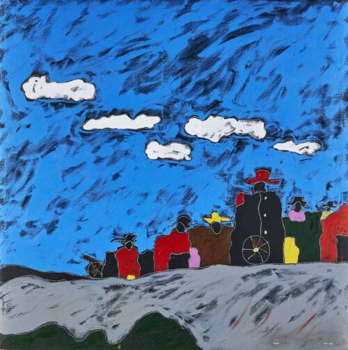 1987<br>pittura industriale, tempera, gessetto su tela <br>cm 100x100