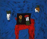 1987<br>pittura industriale, tempera, gessetto su tela<br> cm 100x120