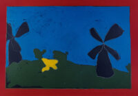 1987<br> pittura industriale, tempera, gessetto su tela<br> cm 70x100