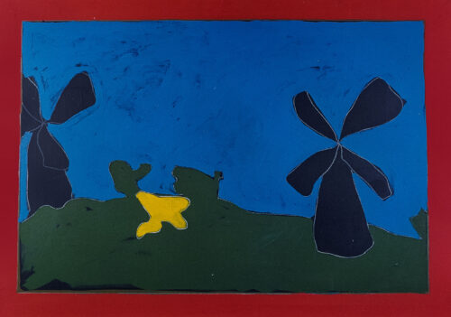 1987<br> pittura industriale, tempera, gessetto su tela<br> cm 70x100