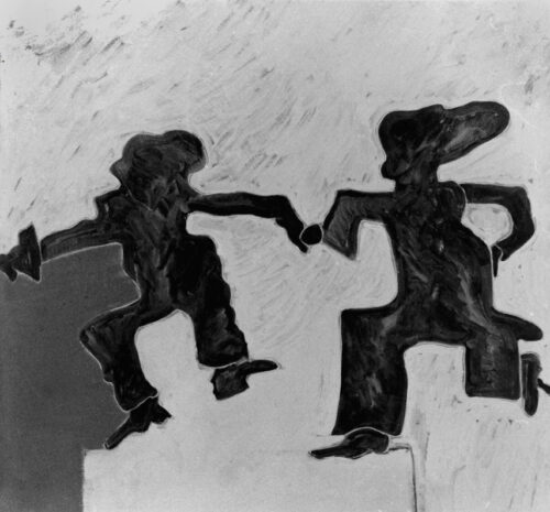 1987<br>pittura industriale, tempera, gessetto su tela<br> cm 100x100