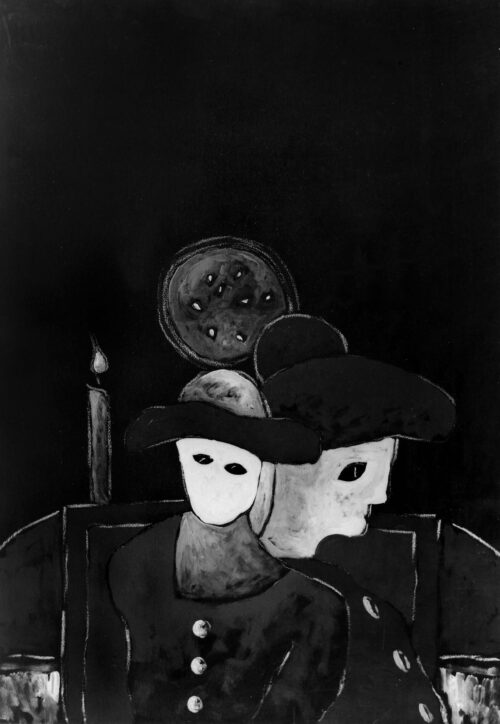 1987<br>pittura industriale,  tempera,  gessetto su tela<br> cm 100x70