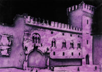 1987<br> pittura industriale, smalto alla anilina, fotografia emulsionata su tela<br>cm 70x100