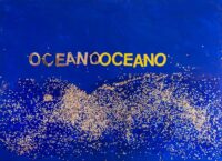 1987<br>Oceano<br>pittura industriale, coriandoli su tela, cellophane<br> cm 150x200