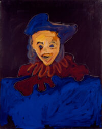 1987<br>' Maschera '<br> pittura industriale, tempera, gessetto su tela<br> cm 100x80