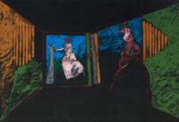 1987<br>' La Virginiana '<br> pittura industriale, tempera, gessetto su tela<br> cm 190x280