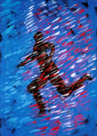 1987<br>pittura industriale, tempera, gessetto su tela<br>cm 70x50