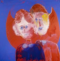 1987<br>Cantanti<br>pittura industriale, tempera, gessetto su tela<br> cm 100x100