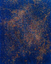 1987<br> pittura industriale, coriandoli su tela e cellophane <br> cm 160x130