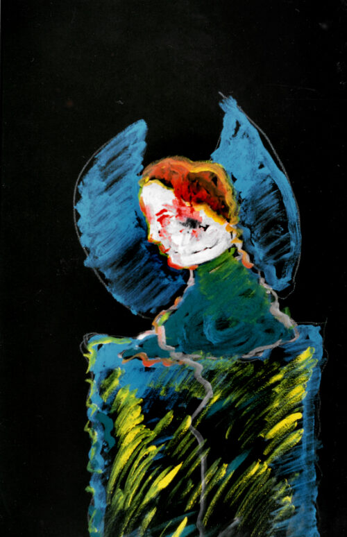 1987<br>Souvenir de Emile Degas<br>pittura industriale, tempera, gessetto su tela<br>cm 70 x40<br><br>