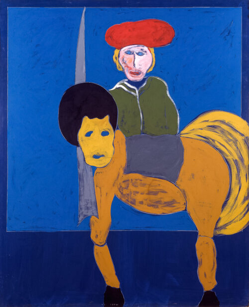 1987<br>Don Chisciotte<br> pittura industriale, tempera, gessetto su tela<br> cm 160x130