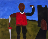 1987<br> I Nostri Antenati<br>pittura industriale, tempera, gessetto su tela<br> cm 130x160