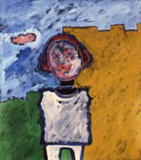 1987<br> pittura industriale, tempera, gessetto su tela<br> cm 90x80