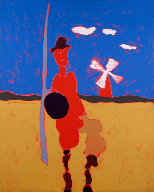 1987<br>Don Quixote<br> pittura industriale, tempera, gessetto su tela<br> cm 100x80