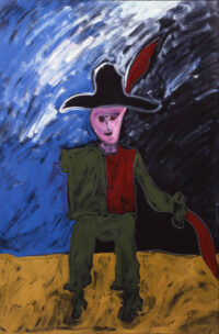 1987<br>D'Artagnan<br>pittura industriale, tempera, gessetto su tela<br> cm 90x60
