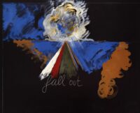 1987<br> Fall out<br> pittura industriale, tempera, gessetto su tela<br> cm 130x160