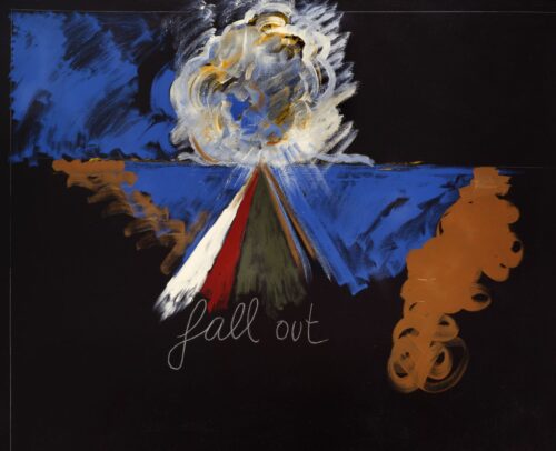 1987<br> Fall out<br> pittura industriale, tempera, gessetto su tela<br> cm 130x160