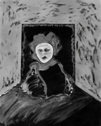 1987<br> L'Oracolo di Delphi<br>pittura industriale, tempera, gessetto su tela<br> cm 120x100