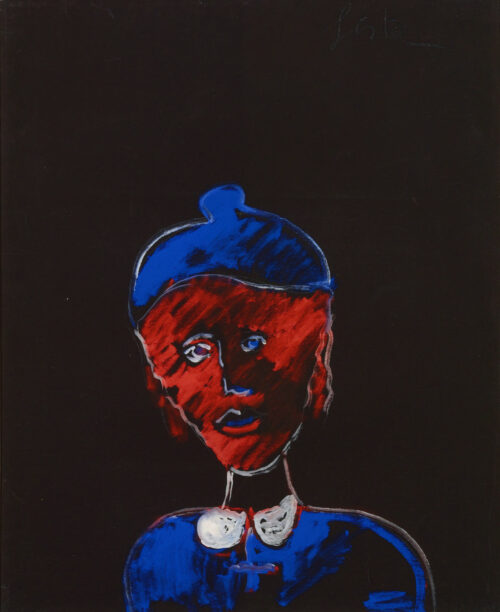 1987<br> pittura industriale, tempera, gessetto su tela<br> cm 100x80