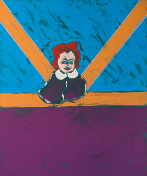 1987<br>Piazzale delle Muse<br> pittura industriale, tempera, gessetto su tela<br> cm 100x80