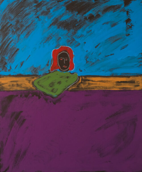 1987<br> Piazzale delle Muse<br> pittura industriale, tempera, gessetto su tela<br> cm 100x80