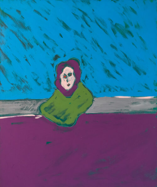 1987<br>Piazzale delle Muse<br> pittura industriale, tempera, gessetto su tela<br> cm 100x80