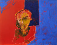 1987<br> Ritratto di Mario<br>pittura industriale, tempera, gessetto su tela <br> cm 80x100