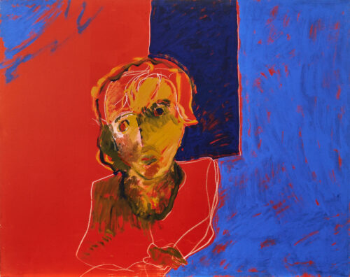 1987<br> Ritratto di Mario<br>pittura industriale, tempera, gessetto su tela <br> cm 80x100