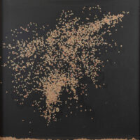 1987<br> pittura industriale, coriandoli su tela, cellophane<br>cm 100x100