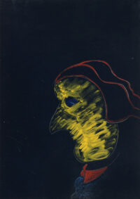 1987 26 maggio<br> Clemente Aldobrandini<br>pittura industriale, tempera, gessetto su tela<br> cm 100x70