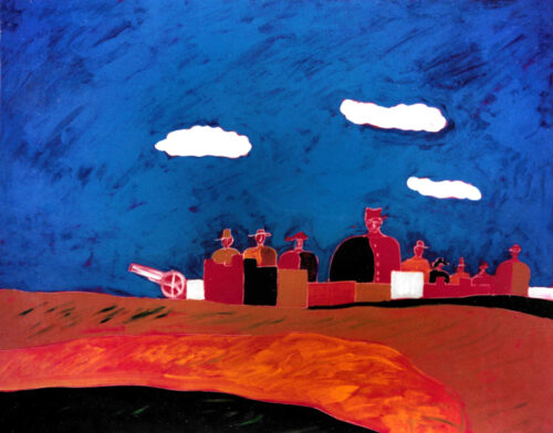 1987<br>pittura industriale, tempera, matita su tela<br>cm 80x100