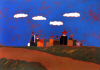 1987<br>pittura industriale, tempera, matita su tela<br> cm 70x100